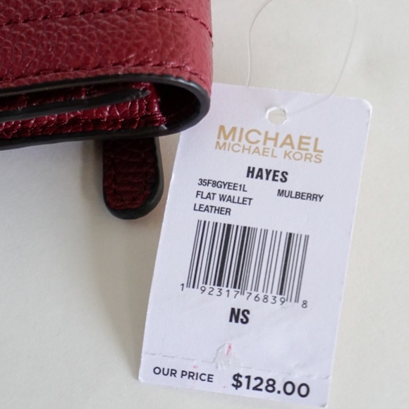 Michael Kors Hayes Flat Leather Wallet Mulberry - Picture 8 of 8
